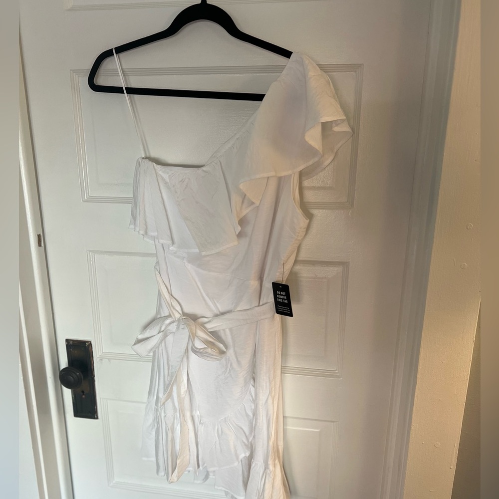 NWT - Express White One Shoulder Mini Dress